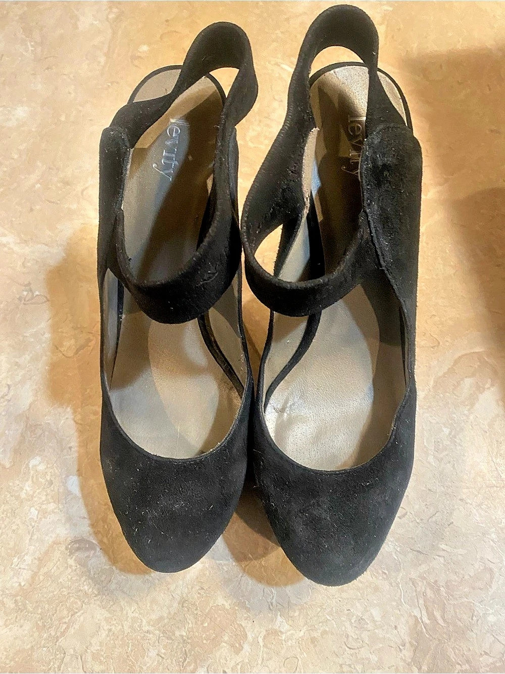 Levity Women's Black Suede-Look Heels US 8M